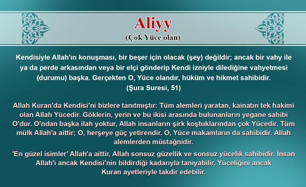 Aliyy (Çok Yüce olan)