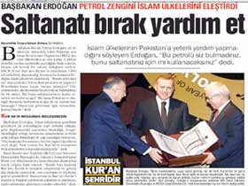 Mr. Erdogan called Islamic countries to use their financial resources for good