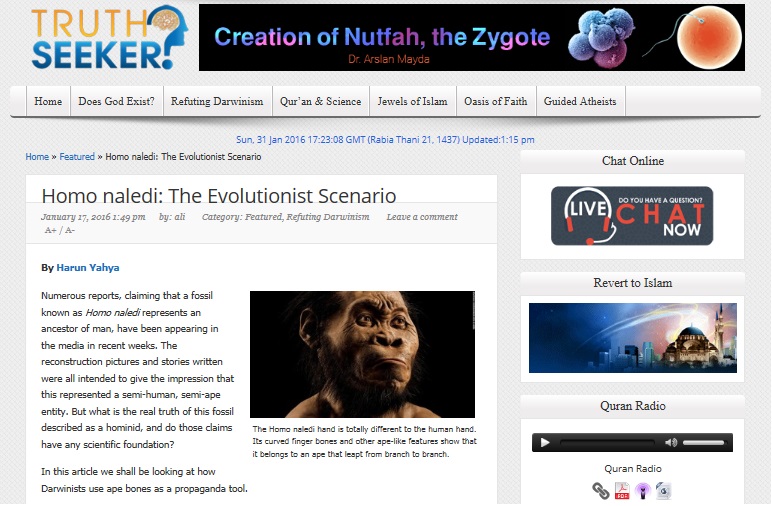 Homo Naledi: The Evolutionist Scenario