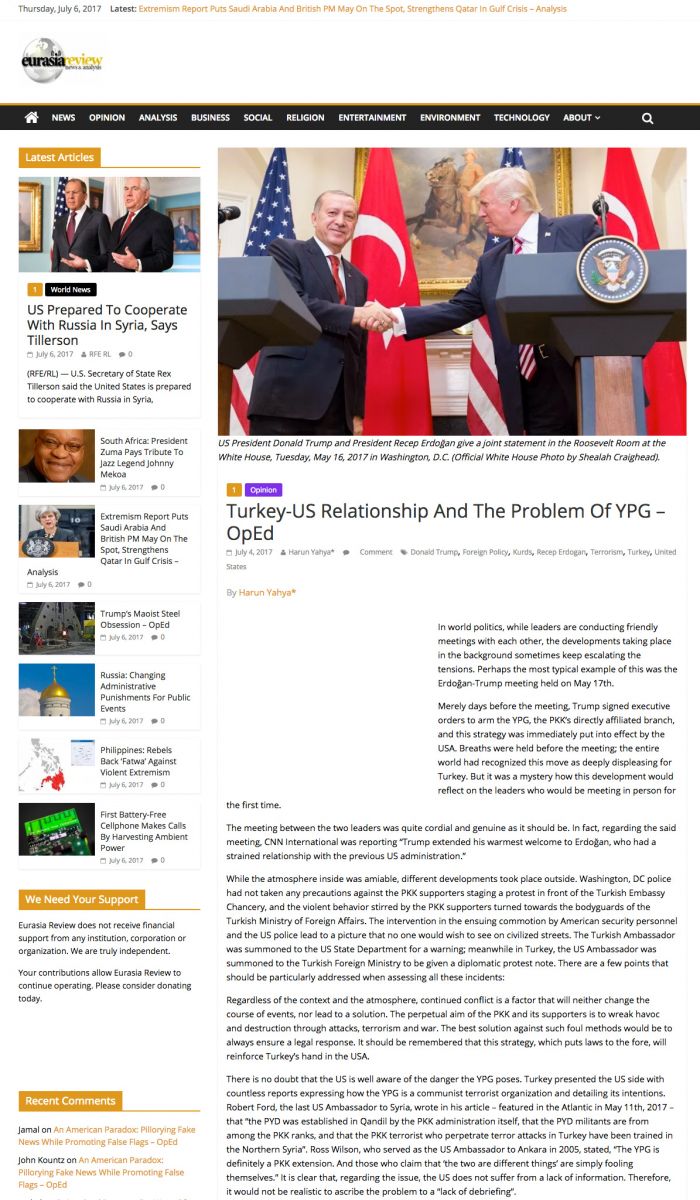Turkey-US Relationship and the Problem of YPG