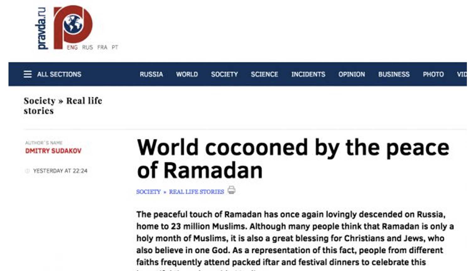World cocooned by the peace of Ramadan