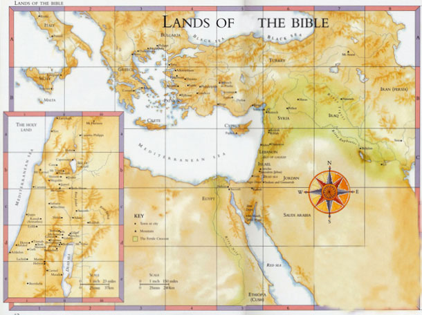 La Bible mentionne de nombreuses villes et régions, de la Méditerranée à l’Europe de l’ouest comme le montre cette carte.